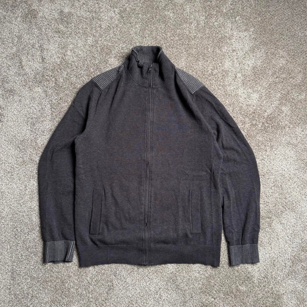 GREY BANANA REPUBLIC RIB KNIT YOKE JACKET
